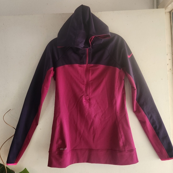 Nike EUC Medium Purple Burgundy Dri-Fit Hoodie Pullover Sweater Jacket - Picture 8 of 13